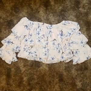 Off-the-shoulder, layered ruffle crop top